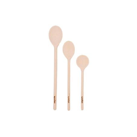 SET DE 3 CUCHARAS REDONDAS DE MADERA 20 CM, 25 CM, 30 CM