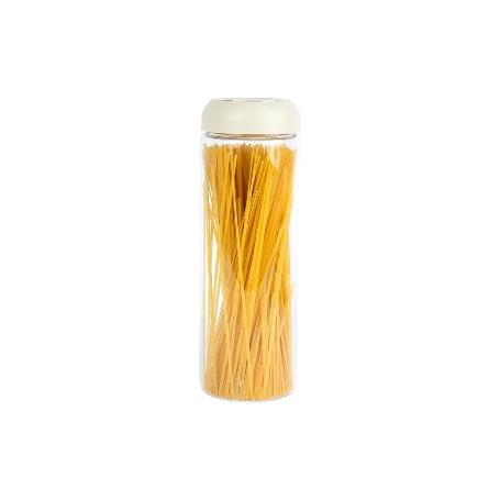 BOTE DE VIDRIO BOROSILICATO CON TAPA BEIGE GAMA LAUREL 1700 ML