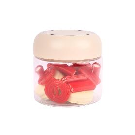 BOTE DE VIDRIO BOROSILICATO CON TAPA BEIGE GAMA LAUREL 400 ML