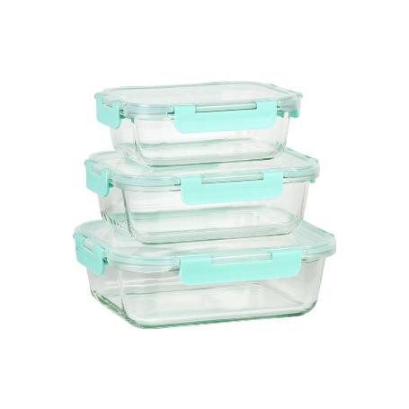 SET DE 3 RECIPIENTES DE BOROSILICATO MODELO AGATHA 640 ML -1040 ML-1520 ML