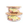 SET DE 2 RECIPIENTES DE BOROSILICATO CON TAPA DE BAMBÚ MODELO PANDA 620 ML - 950 ML