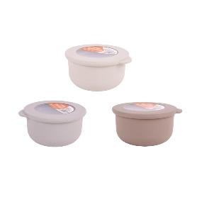SET DE 3 RECIPIENTES REDONDOS CON TAPA 100 ML, 250 ML, 500 ML