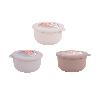 SET DE 3 RECIPIENTES REDONDOS CON TAPA 100 ML, 250 ML, 500 ML
