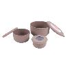SET DE 3 RECIPIENTES REDONDOS CON TAPA 100 ML, 250 ML, 500 ML
