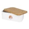 PANERA CON TAPA DE BAMBÚ COLOR BLANCO/MADERA 36 X 24 X13 CM
