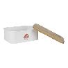PANERA CON TAPA DE BAMBÚ COLOR BLANCO/MADERA 36 X 24 X13 CM