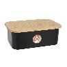 PANERA CON TAPA DE BAMBÚ COLOR NEGRO/MADERA 36 X 24 X13 CM