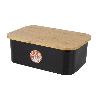 PANERA CON TAPA DE BAMBÚ COLOR NEGRO/MADERA 36 X 24 X13 CM