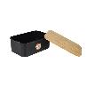 PANERA CON TAPA DE BAMBÚ COLOR NEGRO/MADERA 36 X 24 X13 CM