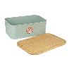 PANERA CON TAPA DE BAMBÚ COLOR VERDE/MADERA 36 X 24 X13 CM