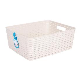 CESTA  MULTIUSOS 12L 36X28X13.5 CM BEIGE   CAJA 6 UNID.