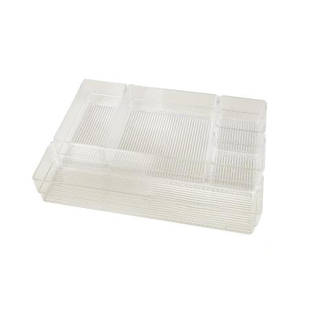 SET ORGANIZADOR COSMETIC 30X23X8CM TRANSPARENTE   CAJA 6 UNID.