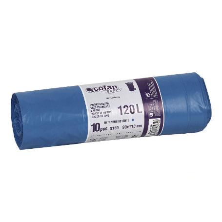 BOLSA DE BASURA 90X110 GALGA 150 COLOR AZUL 10 UDS.