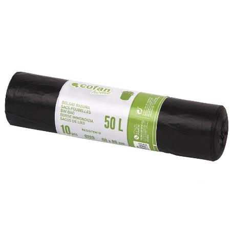 BOLSA DE BASURA 60X80 GALGA 120 50 L COLOR NEGRO 10 UDS.