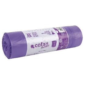 BOLSA DE BASURA AUTOCIERRE PERFUMADA LAVANDA 57 X 57 G.90 COLOR VIOLETA 15 UDS 30L