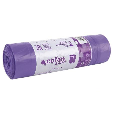 BOLSA DE BASURA AUTOCIERRE PERFUMADA LAVANDA 57 X 57 G.90 COLOR VIOLETA 15 UDS 30L