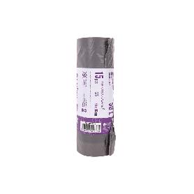 BOLSAS DE BASURA PERFUMADAS A LAVANDA CON AUTOCIERRE 55 X 86 CM G. 75 COLOR GRIS 15 UDS. 50 L