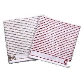 PACK 2 PAÑOS COCINA 50X50 BEIGE/ROJO