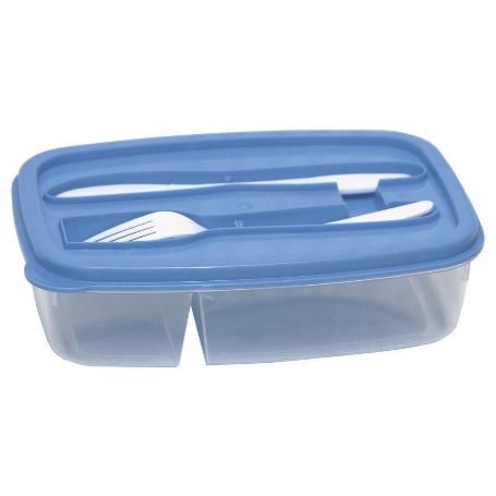 FIAMBRERA AZUL RECTANGULAR CON CUBIERTOS 1,5 L
