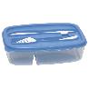 FIAMBRERA AZUL RECTANGULAR CON CUBIERTOS 1,5 L