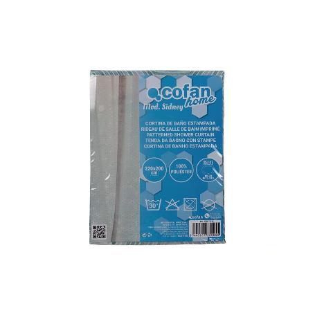 CORTINA DE BAÑO HEXAGONOS POLIÉSTER 220X200