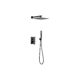 CONJUNTO DE DUCHA EMPOTRADA MONOMANDO CUADRADA NEGRO MATE