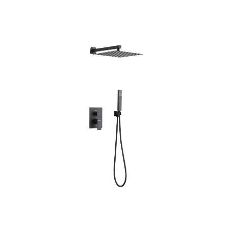 CONJUNTO DE DUCHA EMPOTRADA MONOMANDO CUADRADA NEGRO MATE