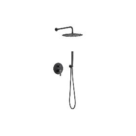CONJUNTO DE DUCHA EMPOTRADA MONOMANDO REDONDA NEGRO MATE