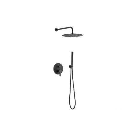 CONJUNTO DE DUCHA EMPOTRADA MONOMANDO REDONDA NEGRO MATE