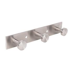 PERCHERO DE PARED DE ACERO INOXIDABLE 304 CON 3 POMOS 15,6 X 2,7 X 2,8 CM