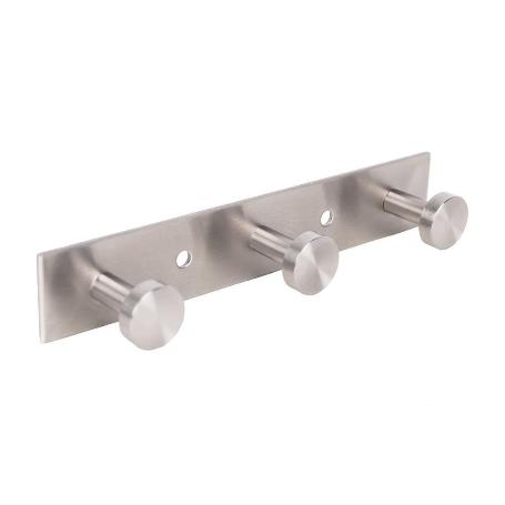 PERCHERO DE PARED DE ACERO INOXIDABLE 304 CON 3 POMOS 15,6 X 2,7 X 2,8 CM