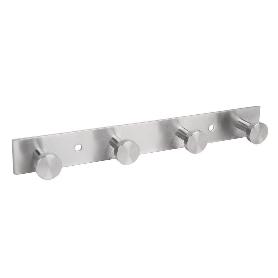 PERCHERO DE PARED DE ACERO INOXIDABLE 304 CON 4 POMOS 21,6 X 2,7 X 2,8 CM