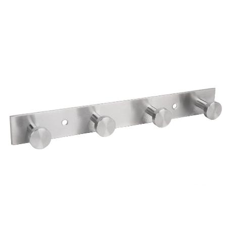 PERCHERO DE PARED DE ACERO INOXIDABLE 304 CON 4 POMOS 21,6 X 2,7 X 2,8 CM