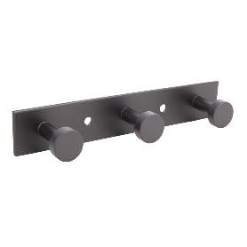 PERCHERO DE PARED NEGRO DE ACERO CON 3 POMOS 15,6 X 2,7 X 2,8 CM