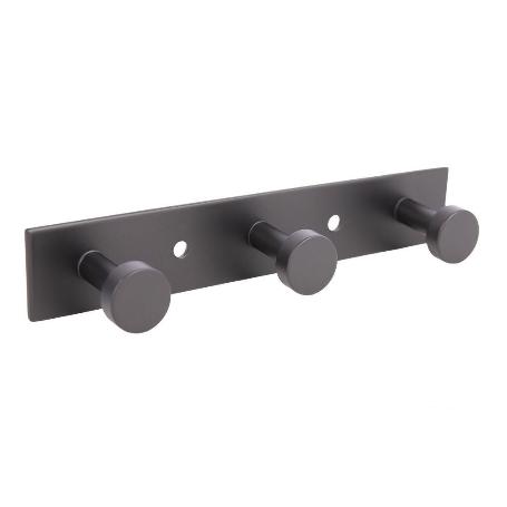 PERCHERO DE PARED NEGRO DE ACERO CON 3 POMOS 15,6 X 2,7 X 2,8 CM