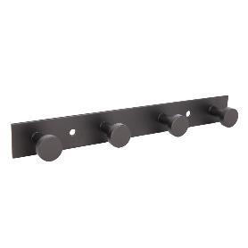 PERCHERO DE PARED NEGRO DE ACERO CON 4 POMOS 21,6 X 2,7 X 2,8 CM