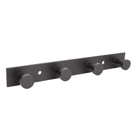 PERCHERO DE PARED NEGRO DE ACERO CON 4 POMOS 21,6 X 2,7 X 2,8 CM