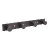 PERCHERO DE PARED NEGRO DE ACERO CON 4 POMOS 21,6 X 2,7 X 2,8 CM