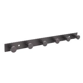 PERCHERO DE PARED NEGRO DE ACERO CON 6 POMOS 33,51 X 2,7 X 2,8 CM