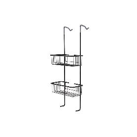 CESTA DE DUCHA DOBLE CON COLGADOR DE ACERO INOXIDABLE Y ACABADO NEGRO MATE