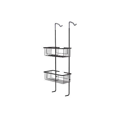 CESTA DE DUCHA DOBLE CON COLGADOR DE ACERO INOXIDABLE Y ACABADO NEGRO MATE
