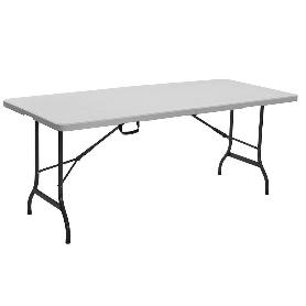 MESA PLEGABLE RECTANGULAR BLANCA CON BLOQUEO DE SEGURIDAD 180X70X72 CM