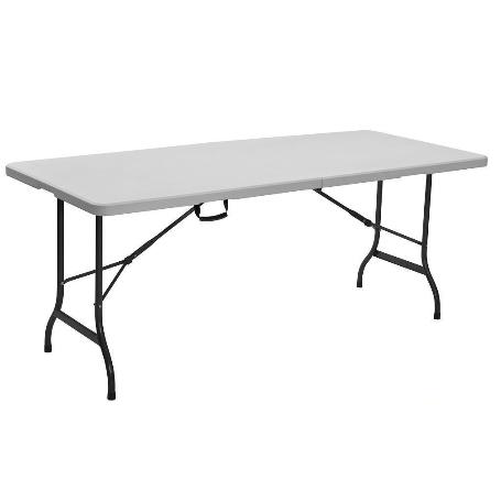 MESA PLEGABLE RECTANGULAR BLANCA CON BLOQUEO DE SEGURIDAD 180X70X72 CM