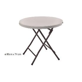 MESA REDONDA PLEGABLE BLANCA 80X80X74CM