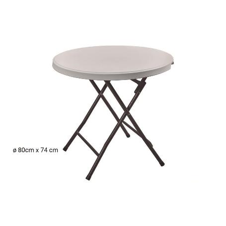 MESA REDONDA PLEGABLE BLANCA 80X80X74CM
