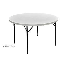 MESA REDONDA PLEGABLE BLANCA 120X74CM