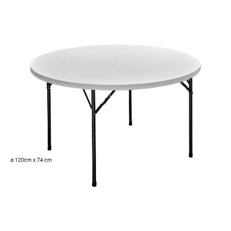 MESA REDONDA PLEGABLE BLANCA 120X74CM