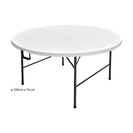 MESA REDONDA PLEGABLE BLANCA 180X74CM