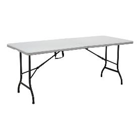 MESA PLEGABLE RECTANGULAR BLANCA CON BLOQUEO DE SEGURIDAD 180X75X72 CM