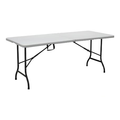 MESA PLEGABLE RECTANGULAR BLANCA CON BLOQUEO DE SEGURIDAD 180X75X72 CM
